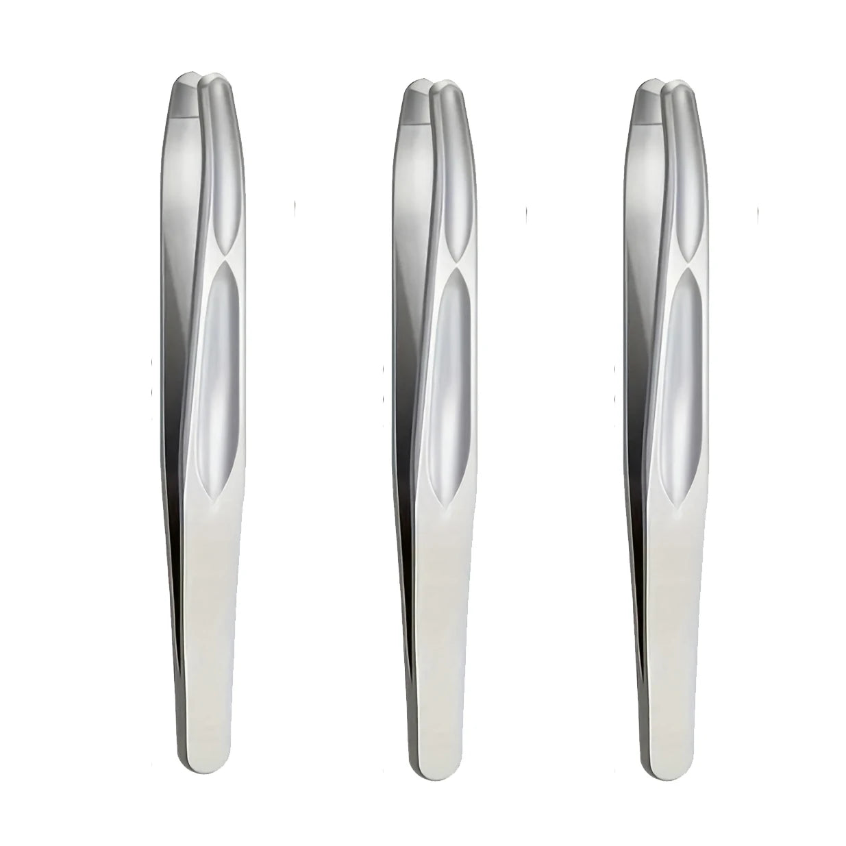 Premium Round Head Tweezers for Eyebrow & Facial Hair Removal Seamless Clips Short Hair Precision Beard Clip - Silvery 3pcs