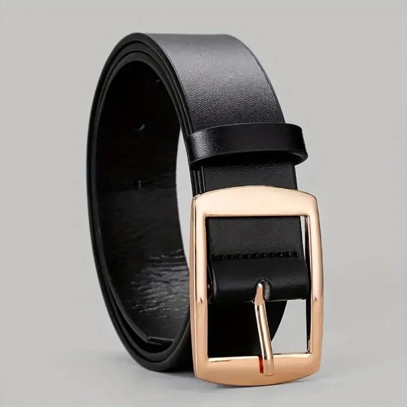 New Luxury Belt for Men PU Leather Belt Metal Pin Buckle Famous Brand Designer Waist Strap Belt for Jeans Plus Size - Black-3