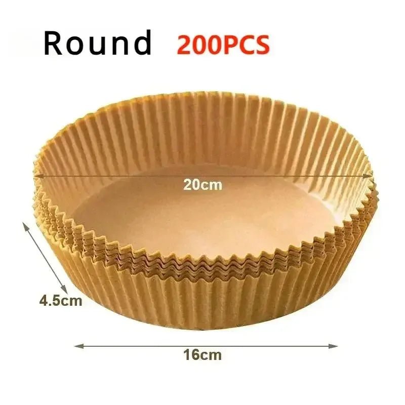 50/100/200Pcs Air Fryer Baking Paper Non-Stick Airfryer Baking Papers Round Air-Fryer Paper Liners Paper Kitchen Accessories 