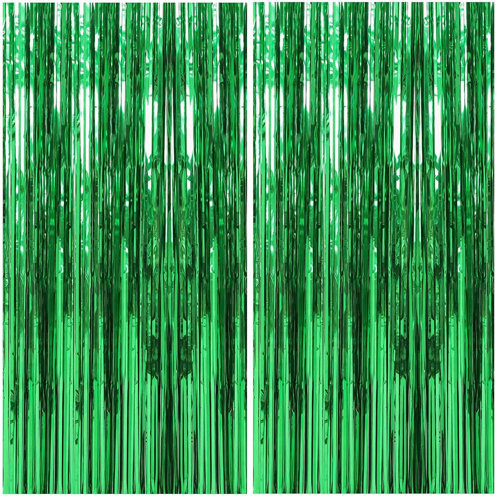2Packs 1x2m Red Black Foil Curtain Backdrop Black Red Tinsel Party Streamer Curtains Wedding Bridal Shower Birthday Decoratio
