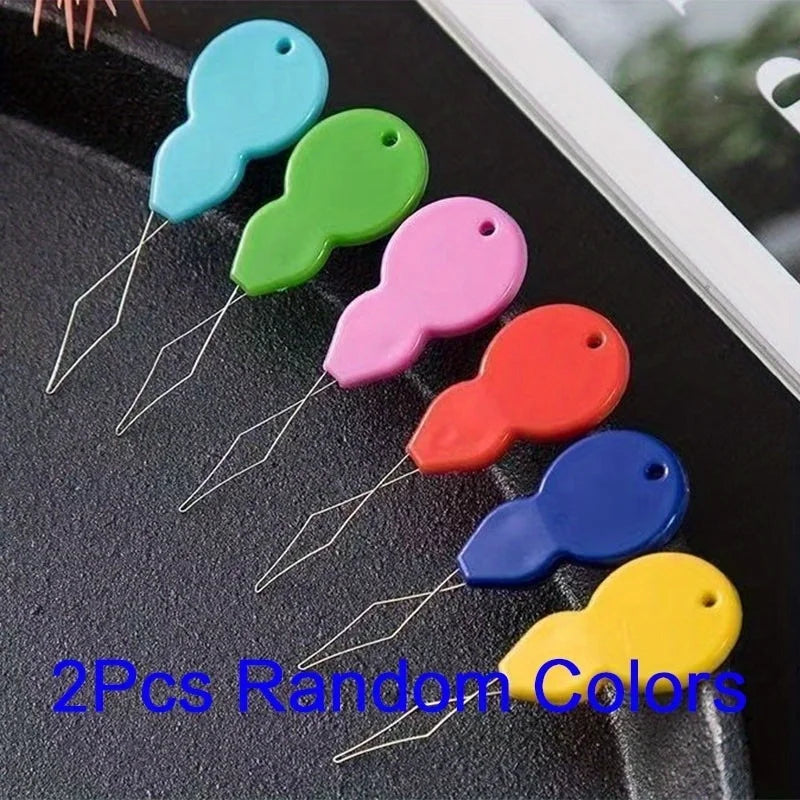 2/5/10pcs plastic needle thread - easy threading for hand sewing, handmade, knitted, quilted, and DIY art - random colors, - 