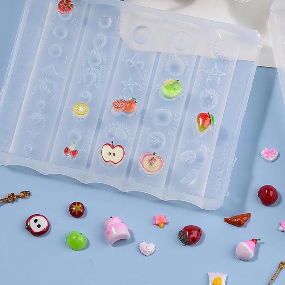 3d Nail Charms Making Craft Tools Fruit Silicone Nail Molds Home Resin Cherry Apple DIY Manicure Supplies Clear Decorations