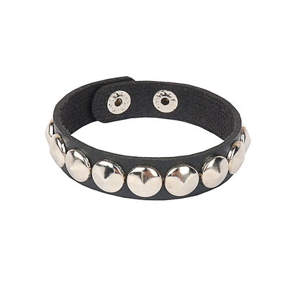 2023 New Gothic Punk PU Leather Bracelet 3 Row Cuspidal Spikes Rivet Chains Bracelet For Women Men' Friends Jewelry - 7