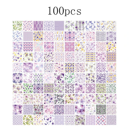 100pcs Vintage Paper Multi Style Deco Retro Stationery Supplies Writing Paper Junk Journal Label Scrapbooking Material Suppli