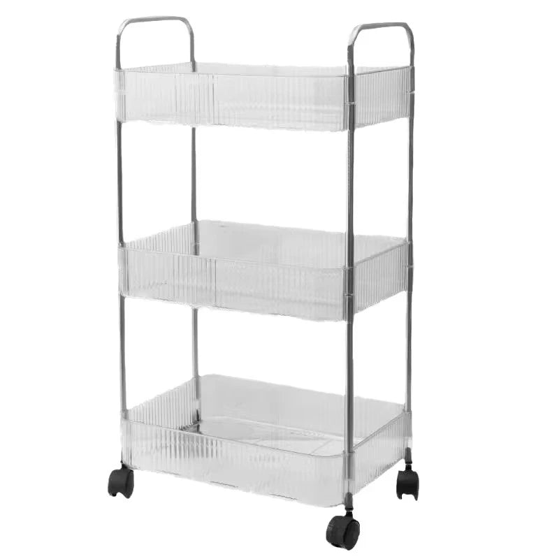 Mobile Shelf with Wheel Multi-Layers Storage Rack Home Trolley for Snacks Cosmetic Sundries Organizer 2/3/4 Tiers Rolling Car