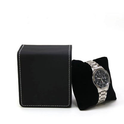 Lnofxas Black Single Watch Gift Box with Pillow PU Leather Wristwatch Display Case Organizer for Men