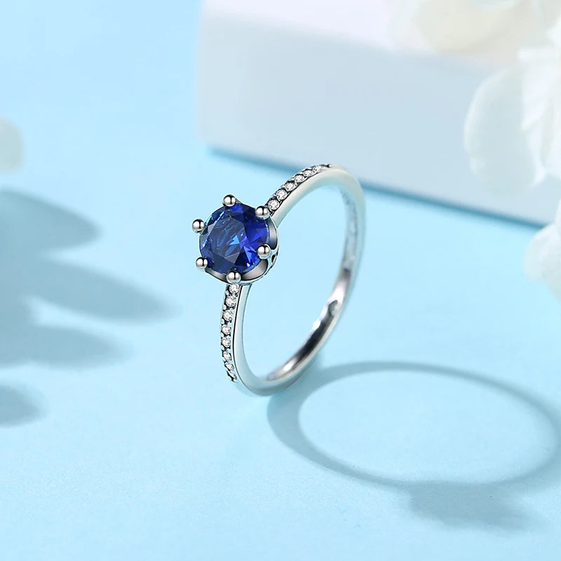 Original 925 Sterling Silver Ring Love Heart Pave CZ Crystal Stackable Rings For Women Wedding Engagement Birthday Gift Jewel
