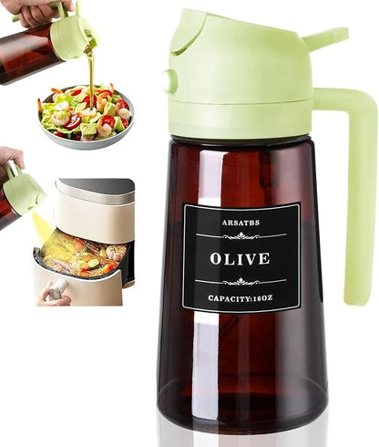 2-in-1 Glass Oil Dispenser & Sprayer - 16oz/470ml Leakproof Olive Oil Sprayer Bottle for Cooking, Air Fryer, BBQ, Baking, Sal