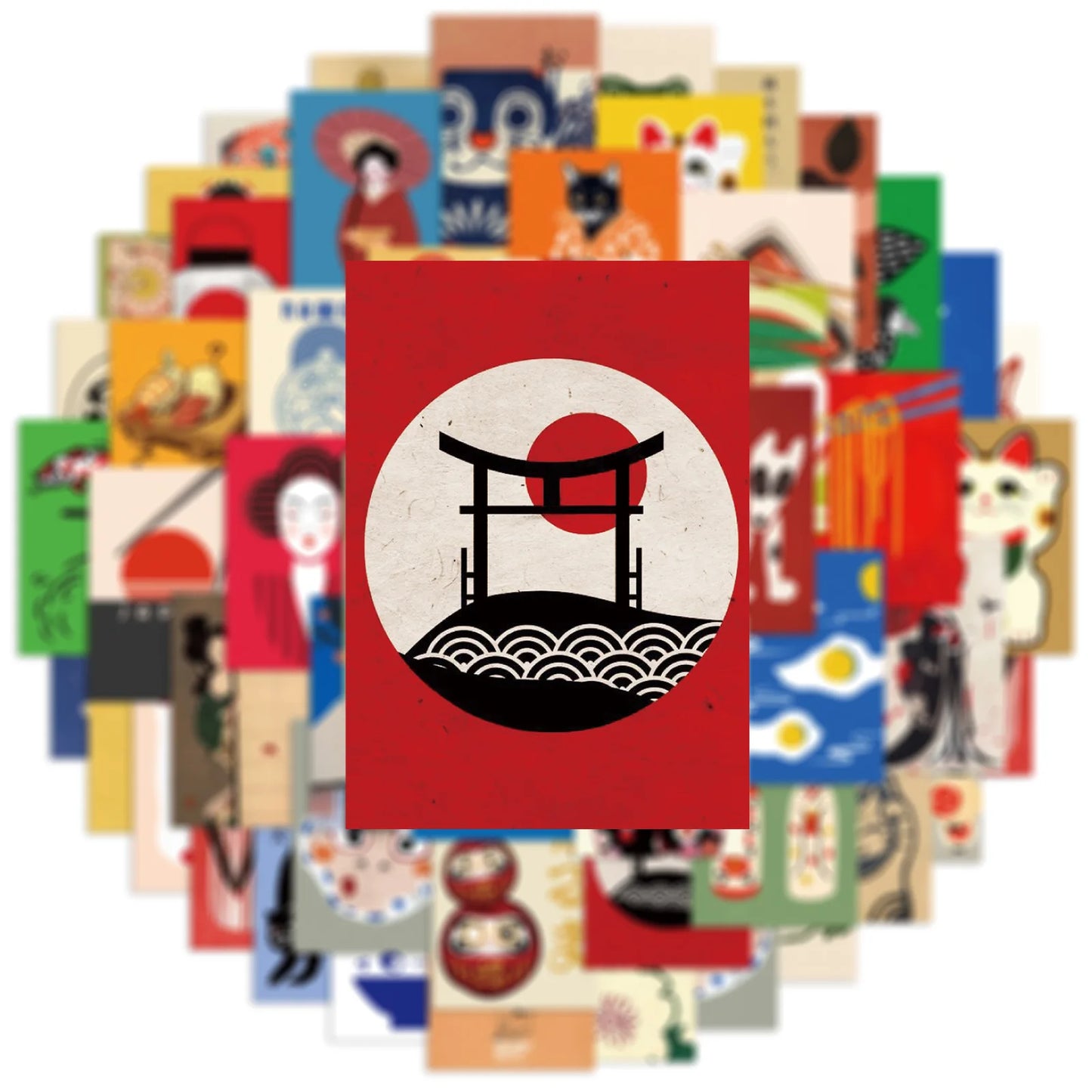 50PCS Vintage Classic Japanese Stickers Japanese Culture Decals For Phone Laptop Suitcase Notebook Vinyl Decals