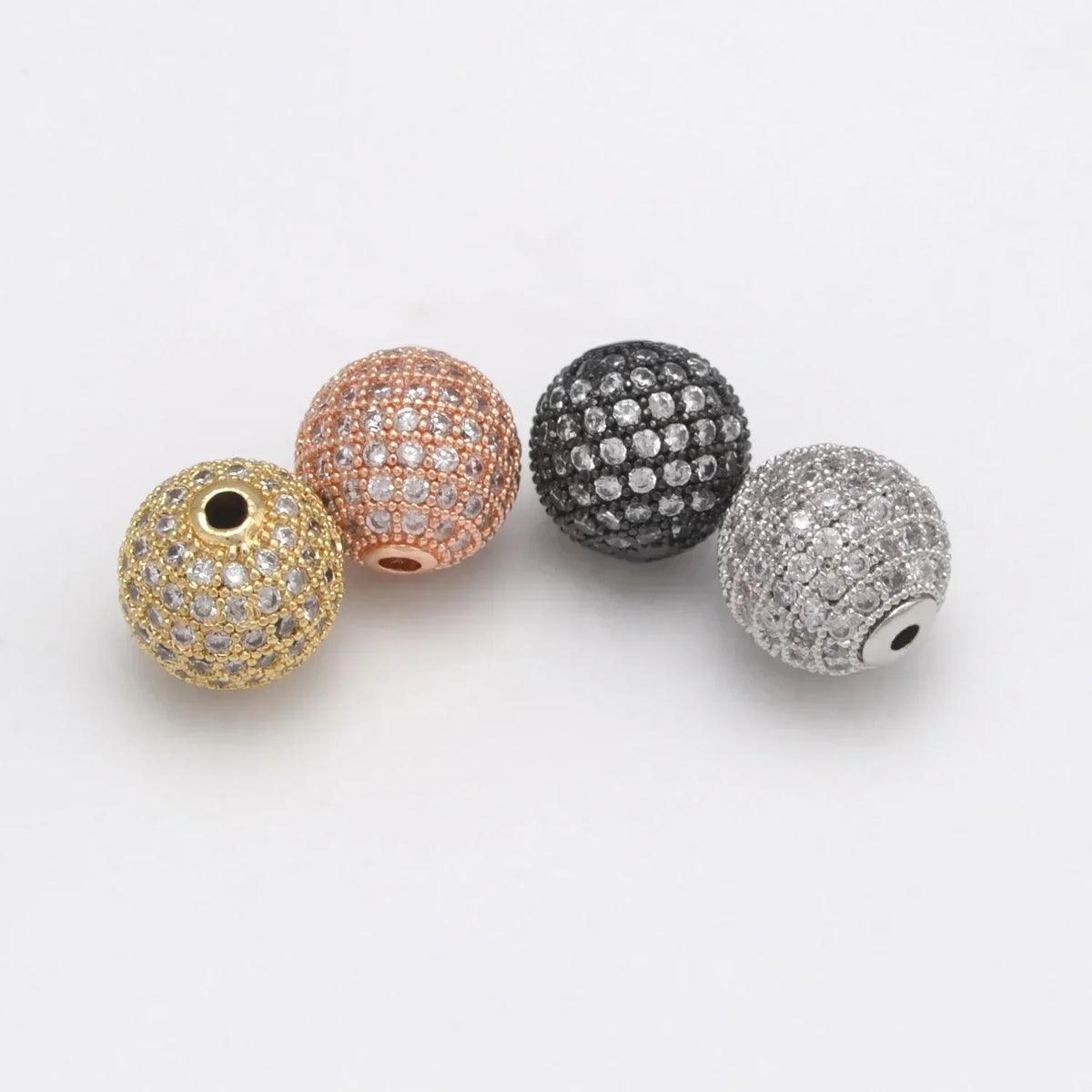 Beads for Jewelry Making Gold Silver Color Accessories Paved Zircon Spacer Bead String Beaded Diy Necklace Bracelet Chain Cha