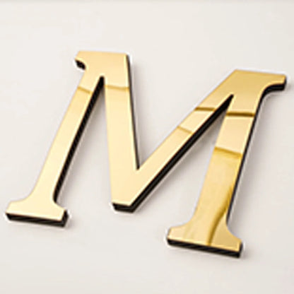 20cm Gold Acrylic Mirror English Letters Wall Stickers Birthday Decoration Festival Party Wedding Decor Self-adhesive Art Mur