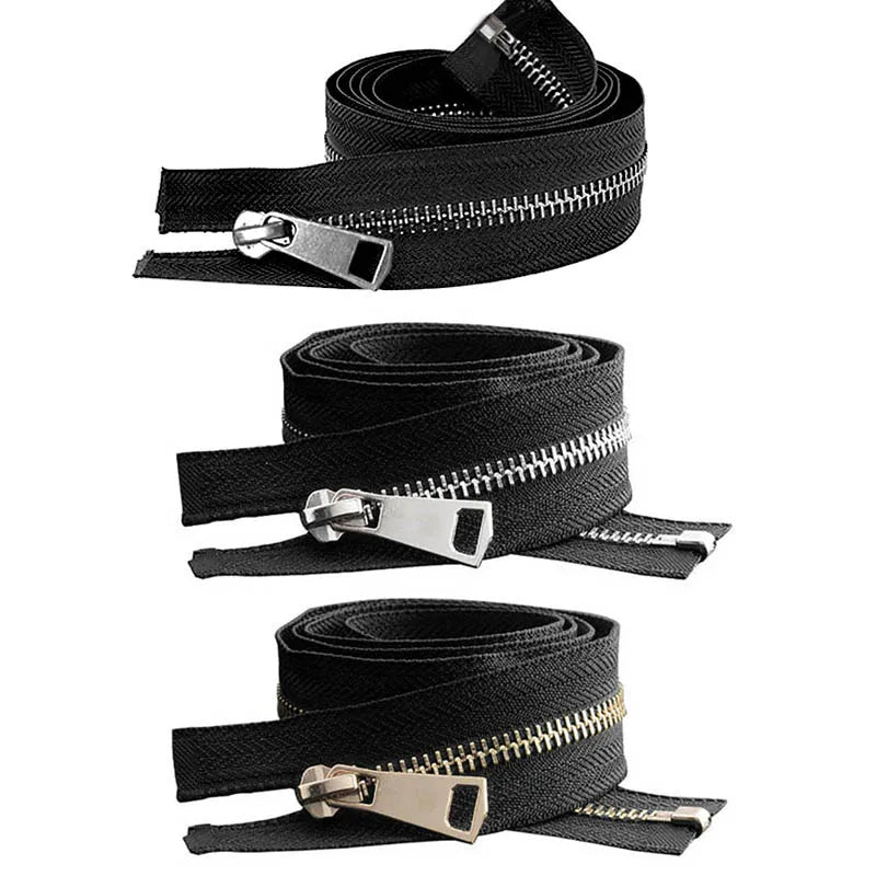 20/30/40/50/60/70/80cm 5# Colorful Open-End Auto Lock Metal Zipper DIY Handcraft For Clothing Pocket Garment Shoes - Black