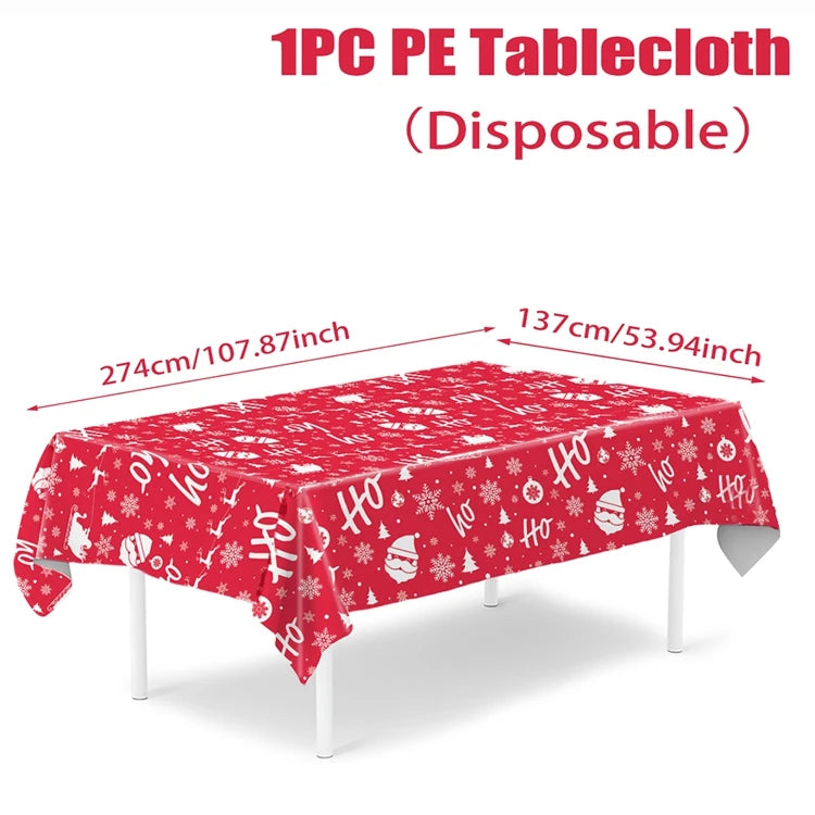 Disposable Christmas Tablecloth Merry Christmas Decors for Home 2024 Table Cover Xmas Ornament Navidad Natal New Year Gift 20