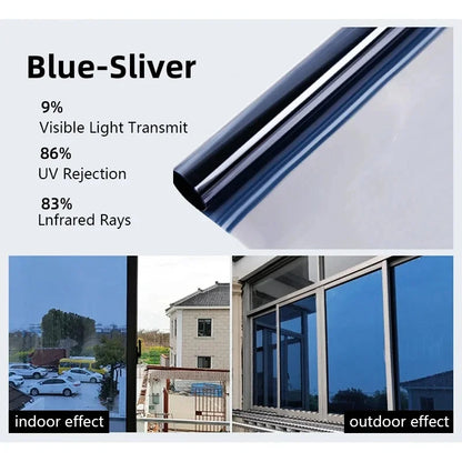 One Way Window Privacy Tint Film Anti Look Vinyl Mirror Self-adhesive Film Sun Blocking Anti UV Static Cling Stickers Home De