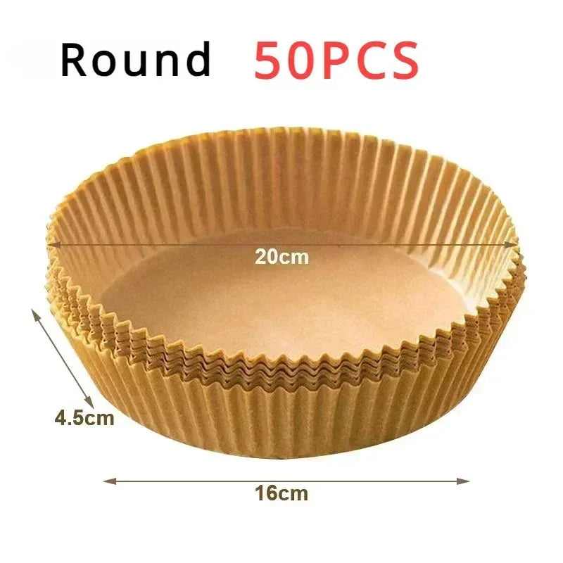 50/100/200Pcs Air Fryer Baking Paper Non-Stick Airfryer Baking Papers Round Air-Fryer Paper Liners Paper Kitchen Accessories 