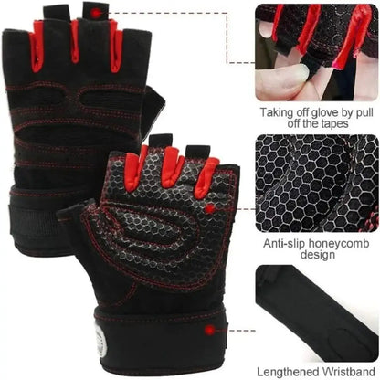 Gym Gloves for Men Women Fitness Weight Lifting Wristband Gloves Body Building Training Sports Exercise Cycling Glove Shockpr