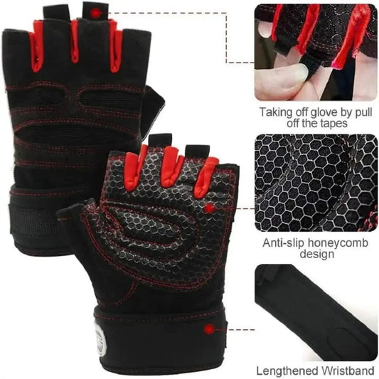 Gym Gloves for Men Women Fitness Weight Lifting Wristband Gloves Body Building Training Sports Exercise Cycling Glove Shockpr