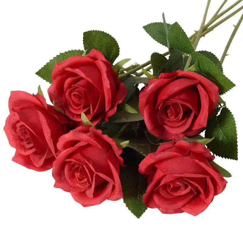 1/5/10/20pcs Roses Artificial Flowers Rose Flower Branch Artificial Red Roses Realistic Fake Rose for Wedding Home Decor - Si