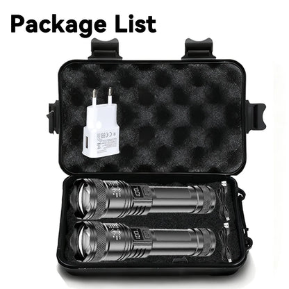 High Strong Power Led Flashlights 2000LM Tactical Torch with Display Light USB Charging Camping Fishing Emergency Zoom Lanter