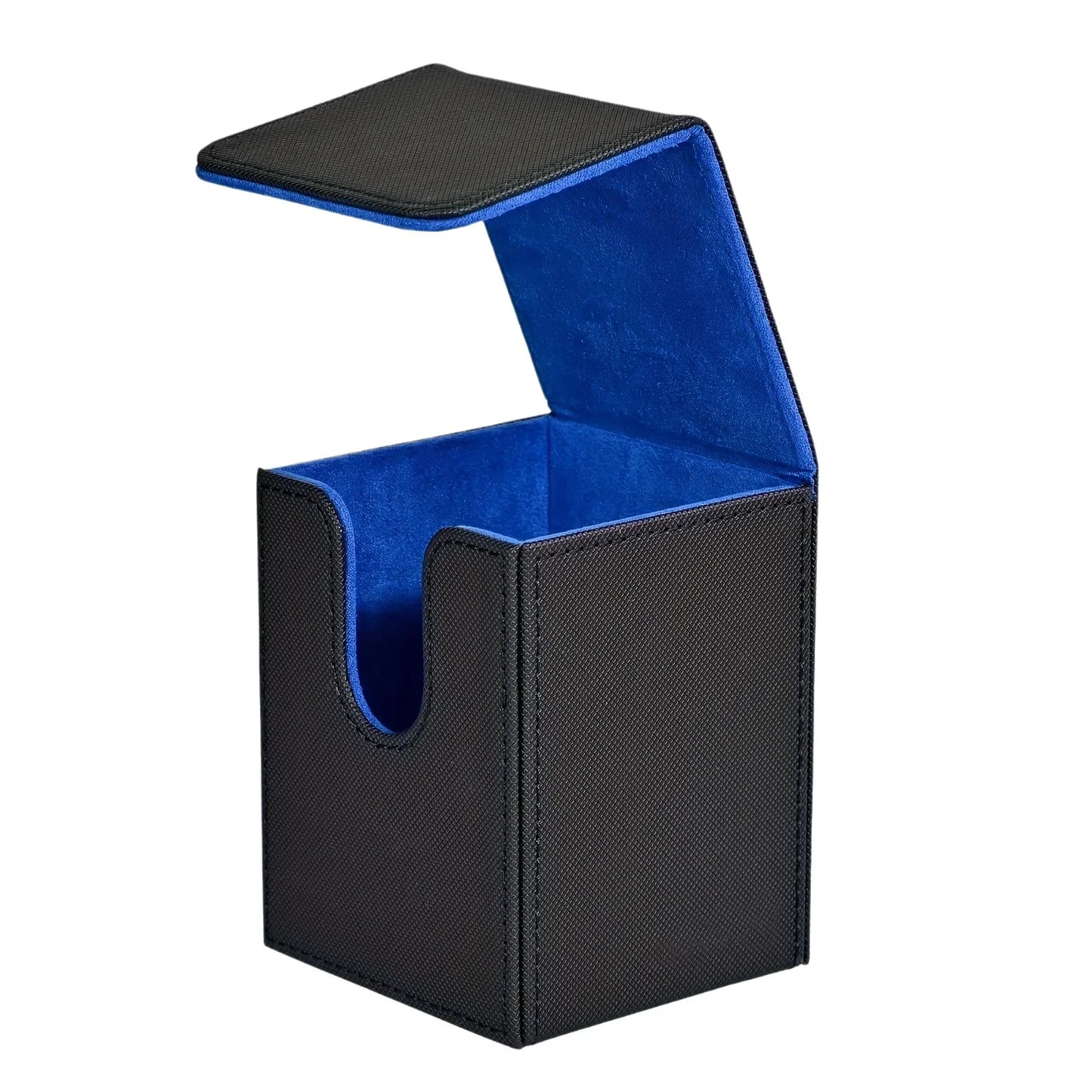 Card Deck Box,Card Deck Case Holds 100+ Sleeved Cards, PU Leather Card Storage Box For TCG game trading cards. - blue