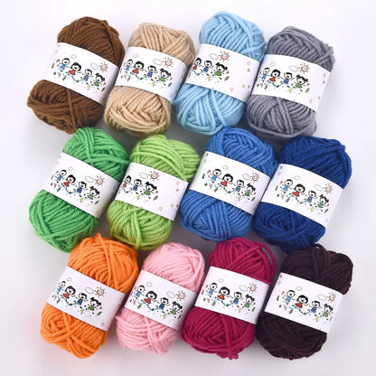 12Color Set Kids DIY Knitting Crochet Yarns Colorful Material For Needlework Sewing Hand Crafting Wool Ball Hat Dolls Soft Se