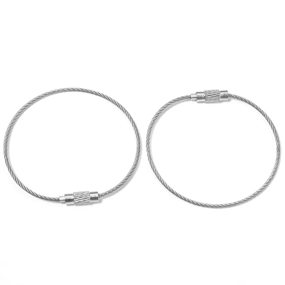 10pcs/lot Stainless Steel Wire Keychains Colorful Round Cable Loop Screw Lock Rope Rings For DIY Keyrings Key Chains Accessor