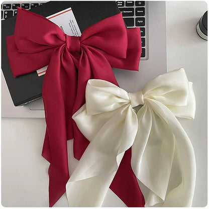 Solid Color Bow Ribbon Hair Clip New Women Large Bowknot Barrettes Women Ponytail Clip Headband Girls Hair Accessories Gift -