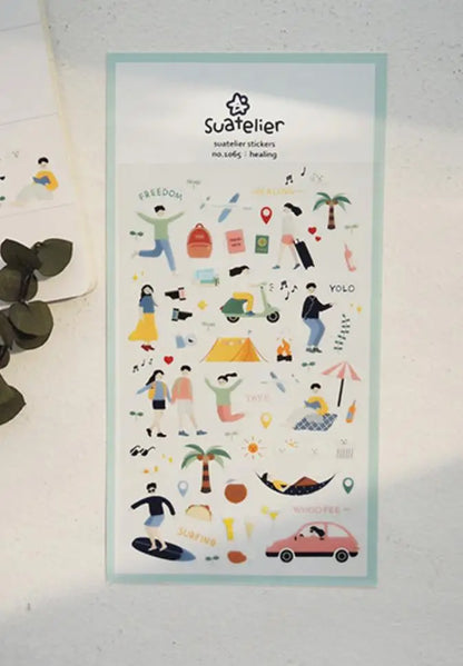 Suatelier Scrapbook Stickers Korea Stationery Junk Journal Diary Deco Sticker Scrapbooking Supplies DIY Photo Album Decoratio