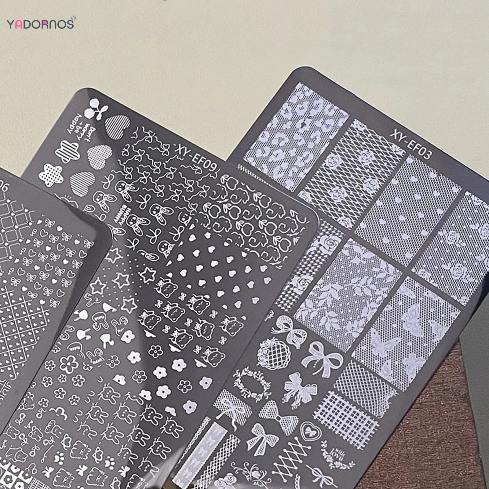 1Pcs Nail Stamping Plates Multi-styles Nail Art Plate Stainless Steel Stripe/Bowknot/Flower/French Nail Design Stencil Tools