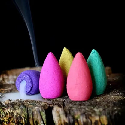 Backflow Incense Cones for Waterfall Mixed Natural Scents Waterfall Incense Burner Holder Gift Ideal for Yoga Aromatherapy