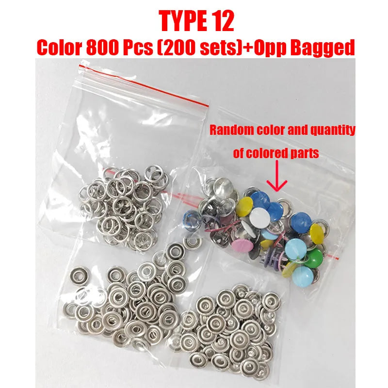 50/100 Metal Prong Snap Button Hollow Press Prong Fastener Studs with Pliers Tool Set Kits for Clothes Garment Sewing Bags Sh