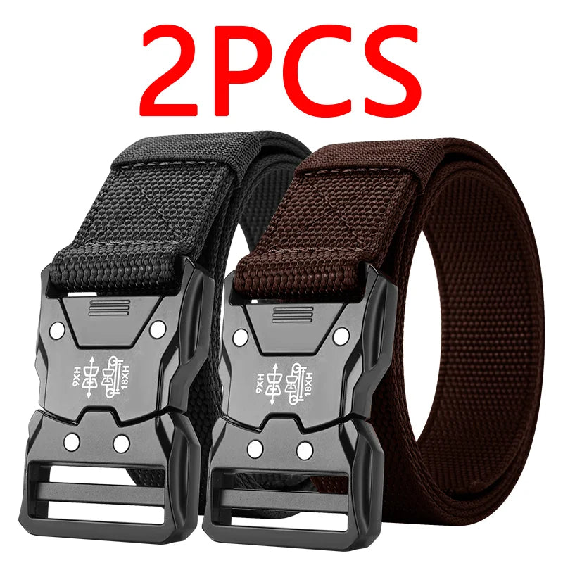 2PC Tactical Waist Belt - Durable Automatic Buckle, Perfect for Outdoor Adventures, Unisex Accessories for Men and Women - 2P