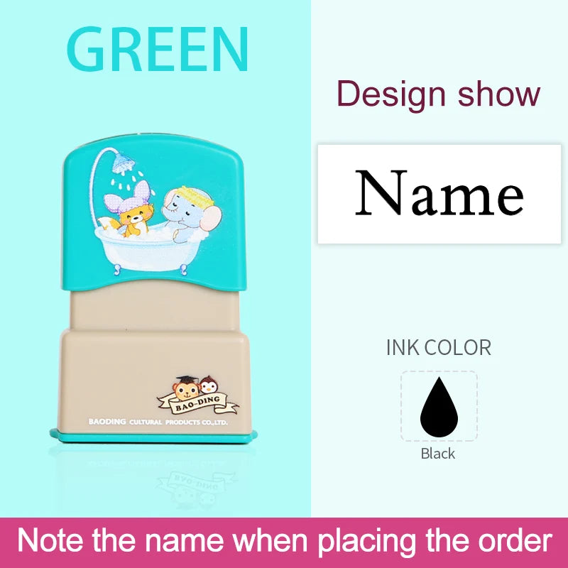 Personalized Kids Name Stamp-Custom Waterproof Seal Stamps for School,Durable Non-Fading Ink, Travel Case & Educational Tools