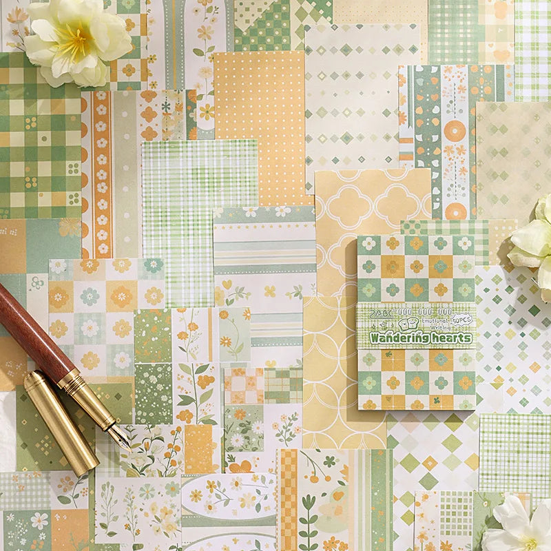 50pcs Vintage Paper Multi Style Deco Retro Stationery Supplies Writing Paper Junk Journal Label Scrapbooking Material Supplie