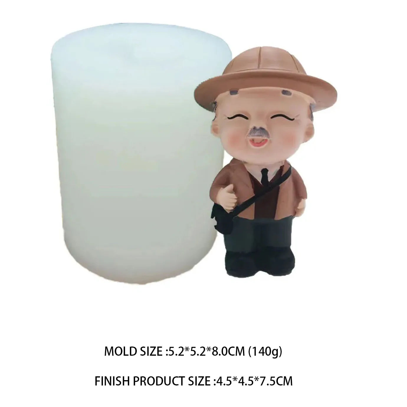 3D Grandpa Grandma Longevity Elderly Silicone Candle Molds Resin Cake Decorating Tools Plaster Epoxy Model Birthday Mould - S