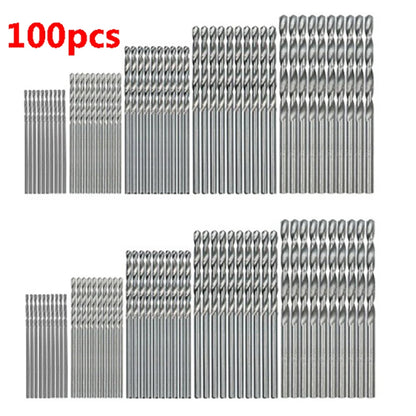 100/50Pcs Titanium Coated Drill Bits HSS High Speed Steel Set Tool Quality Power Tools 1/1.5/2/2.5/3mm - 100pcs Silver