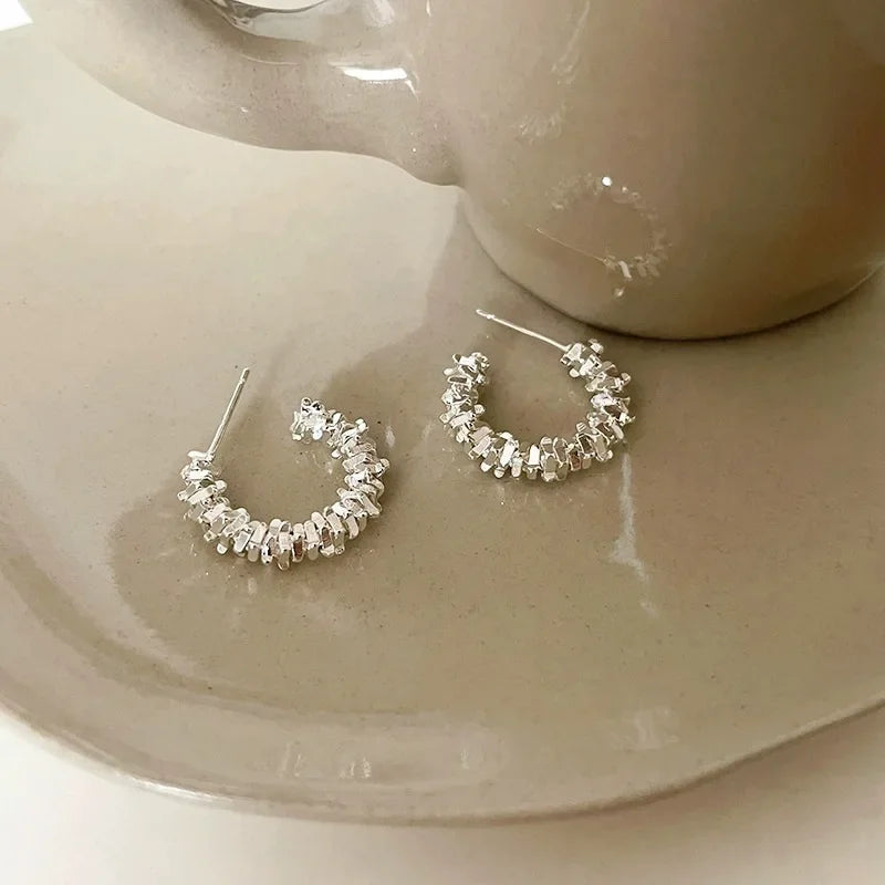 LATS New Fashion Trend Unique Design Elegant Exquisite Irregular C Shape Earrings Female Jewelry Party Premium Gift