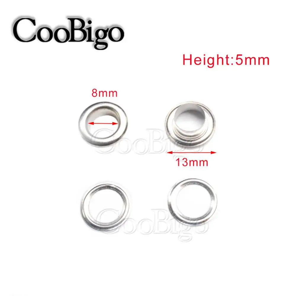 100 Sets Metal Eyelet Grommet Ring Kit for Garment Canvas Sewing Accessories Silver 2mm 3mm 4mm 5mm 6mm 8mm 10mm 12mm 14mm 17