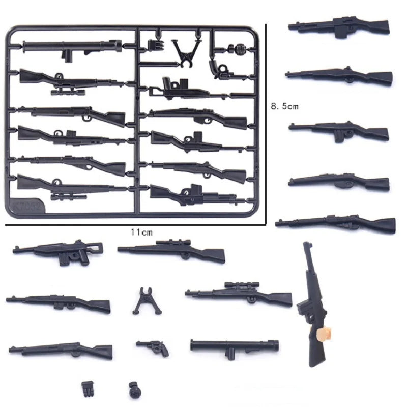 Military MG-34 Machine Gun Army WW2 Mini Action Figure Accessories Pack MOC Parts Building Block Bricks Toy - green