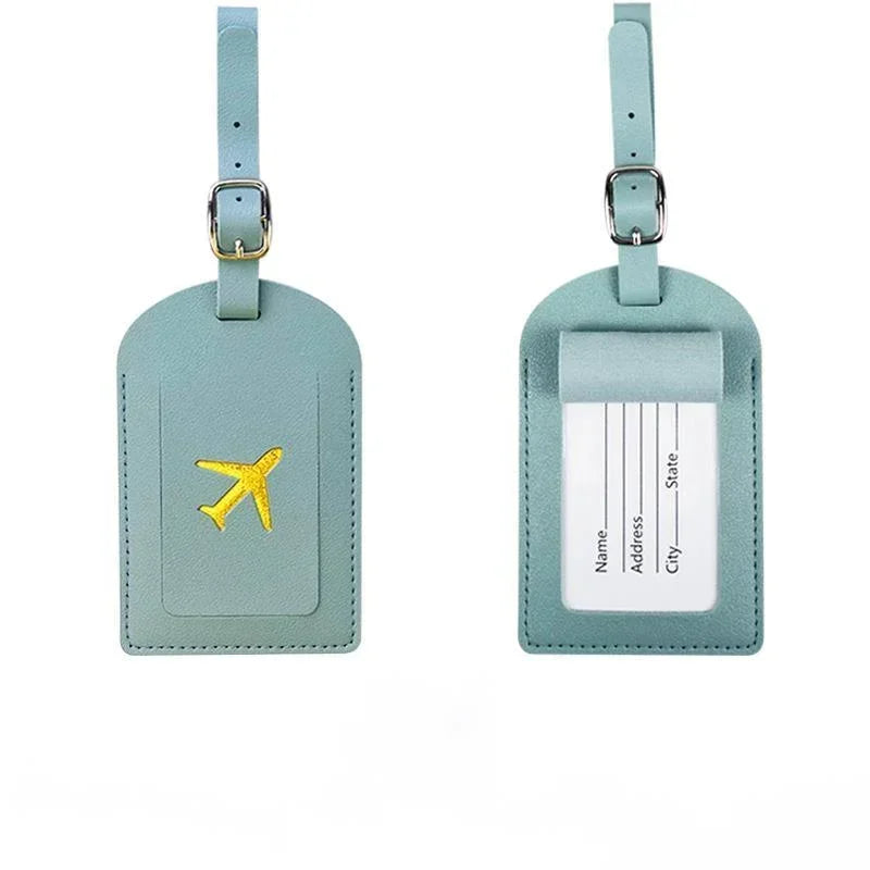 Stamped Leather Business Luggage Tag Suitcase Address Label Luggage Boarding Case Label Name ID Address Clip Travel Accessori