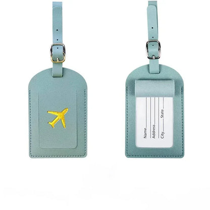 Stamped Leather Business Luggage Tag Suitcase Address Label Luggage Boarding Case Label Name ID Address Clip Travel Accessori