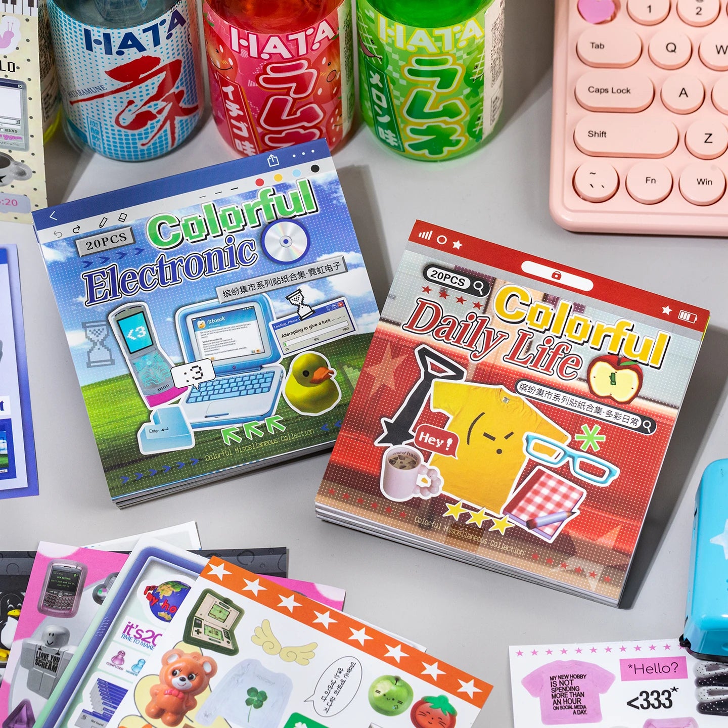 20sheet Japanese Childhood Memories Series Flash Film Die Cutting Sticker Book DIY Scrapbook Diary Album Aesthetic Stationery