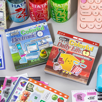 20sheet Japanese Childhood Memories Series Flash Film Die Cutting Sticker Book DIY Scrapbook Diary Album Aesthetic Stationery