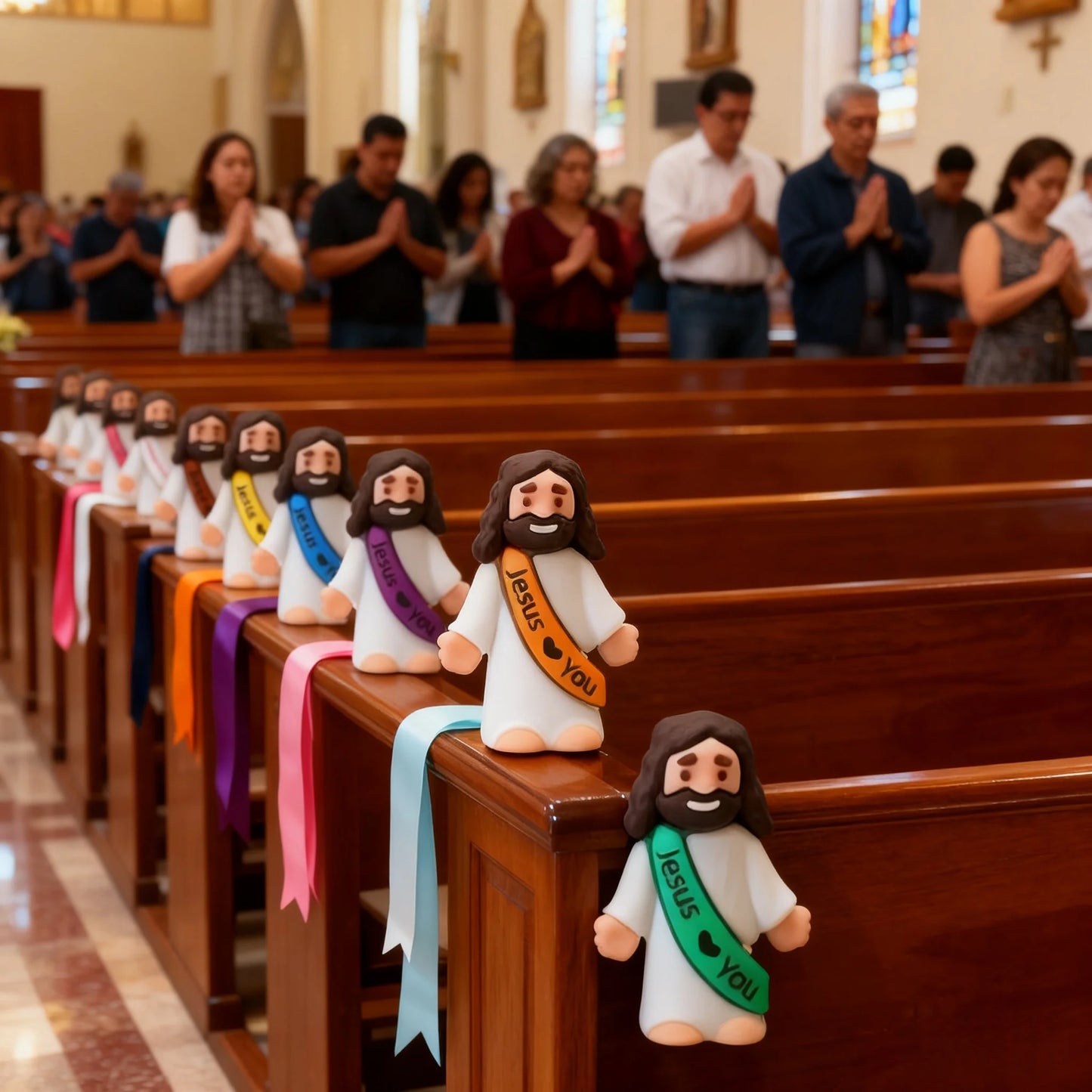 10/60pcs Mini Jesus Decorations Cartoon Statue Set for Holiday Party Scene Decor Festive Room Figurines Christmas Easter Gift