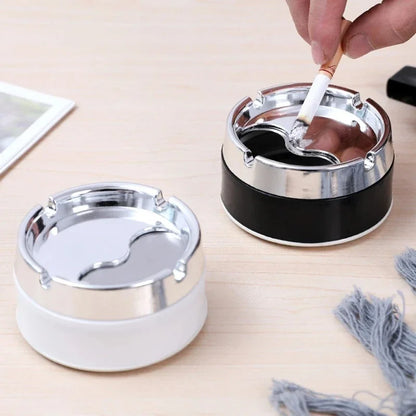 Stainless Steel Round Windproof Ashtray with 360° Rotating Lid for Home Office Living Room Decoration Men Sealing Ashtrays 9*