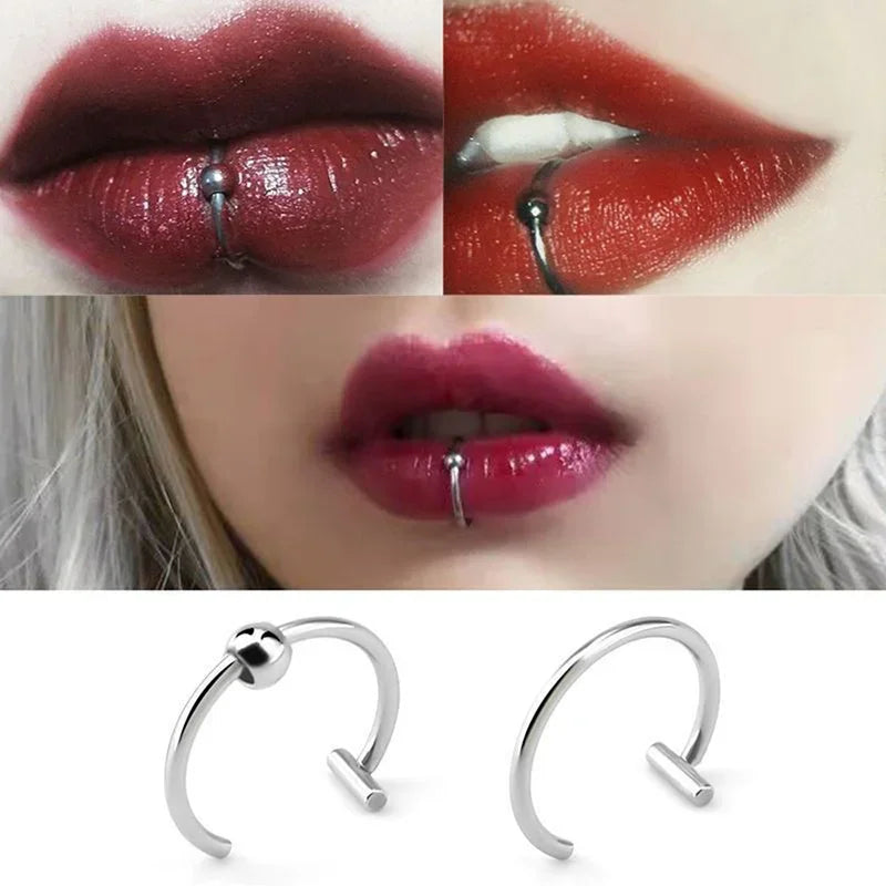 1Pc Stainless Steel Fake Nose Ring Hoop Septum Rings C Clip Lip Ring Earring Fake Nose Piercing Women Body Jewelry Non-Pierce