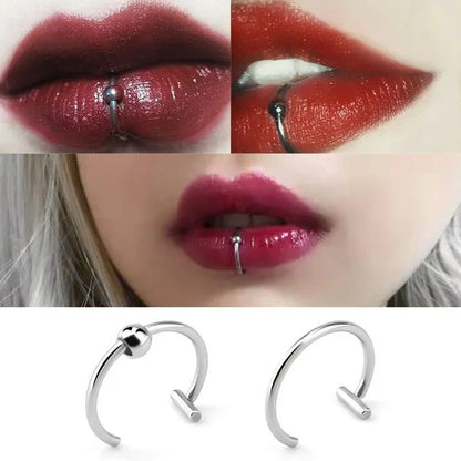 1Pc Stainless Steel Fake Nose Ring Hoop Septum Rings C Clip Lip Ring Earring Fake Nose Piercing Women Body Jewelry Non-Pierce