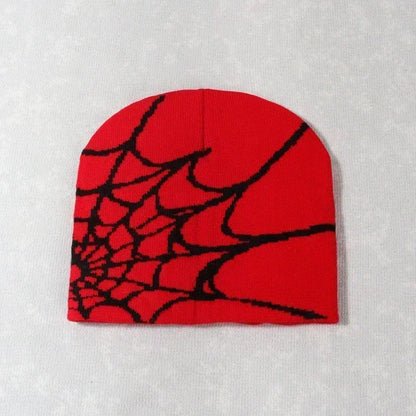Knitting Spider Web Design Hat Skullies Beanies for Men Women Pullover Pile Cap Y2k Goth Warm Beanie Hats New Hip-hop Street 