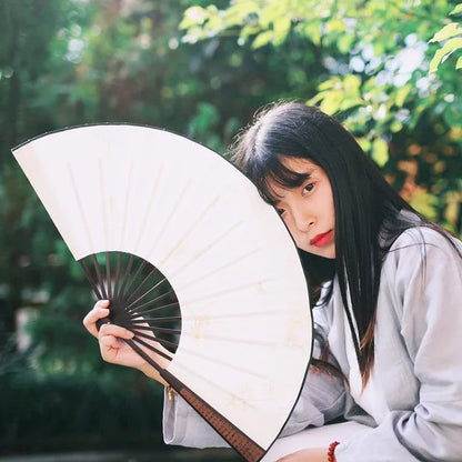 10/13 Inch Folding Fan Hand Silk Cloth DIY Chinese Folding Fan Wooden Bamboo Antiquity Fold Fans DIY Calligraphy Painting Dec