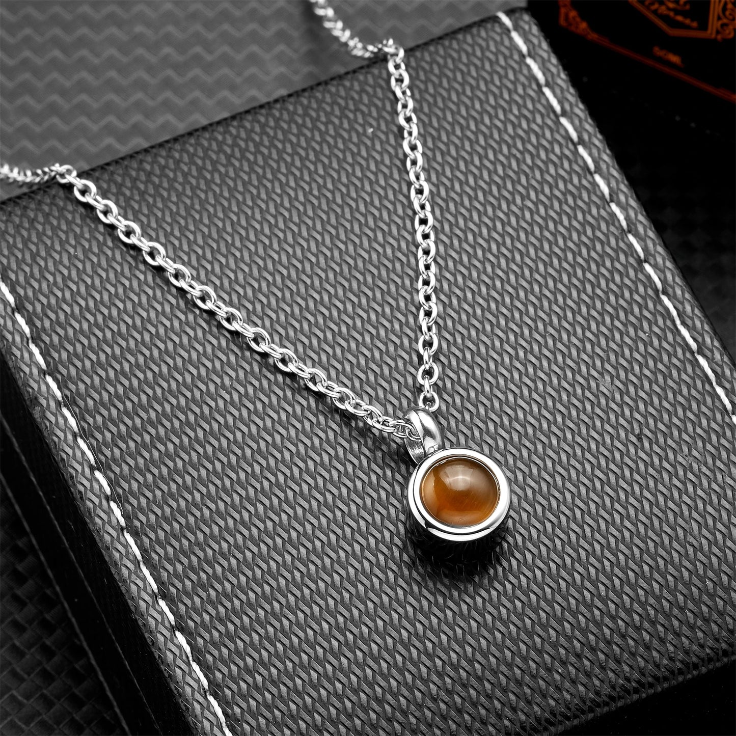 Stainless Steel Birthstone Pendant Necklace - Cremation Ashes Jewelry with Colorful Gemstones, Keepsake Memorial for Human As